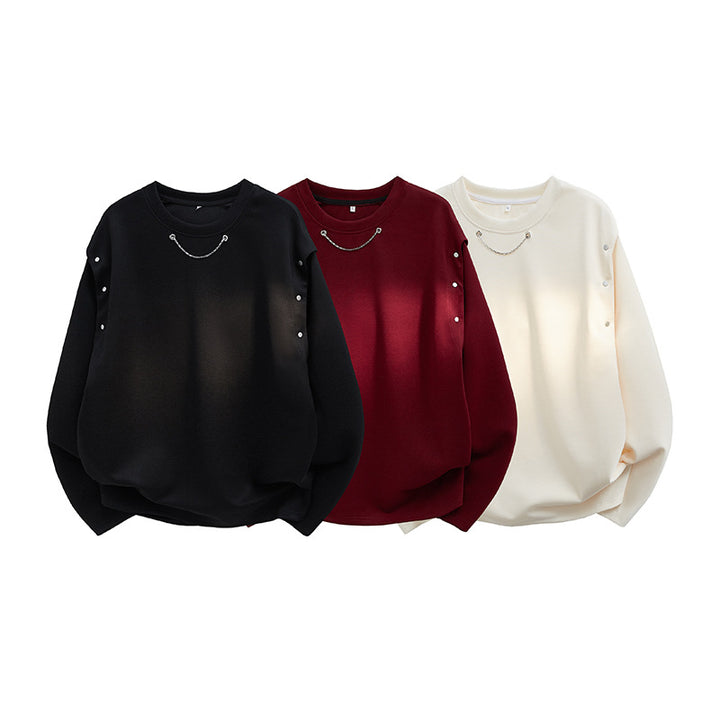 Femme Elegante Store Sweatshirt med Dekorative Knapper Stilla