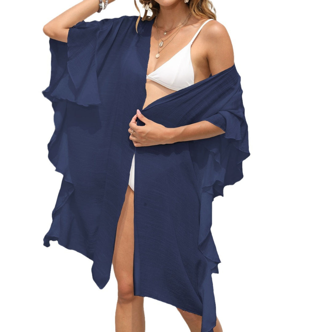 Dame Strandkimono med frynset detaljer Stilla