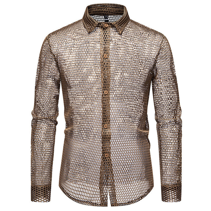 Herrer-Mesh-Overlay-Skjorte Stilla