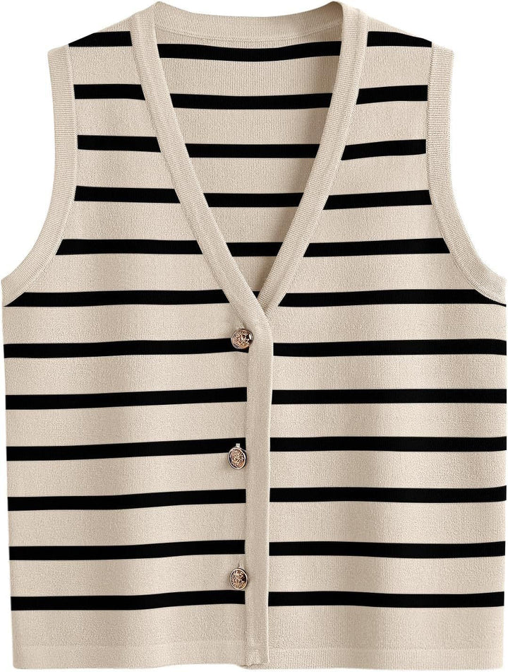 Dame strik cardigan med V-hals og knapper Stilla