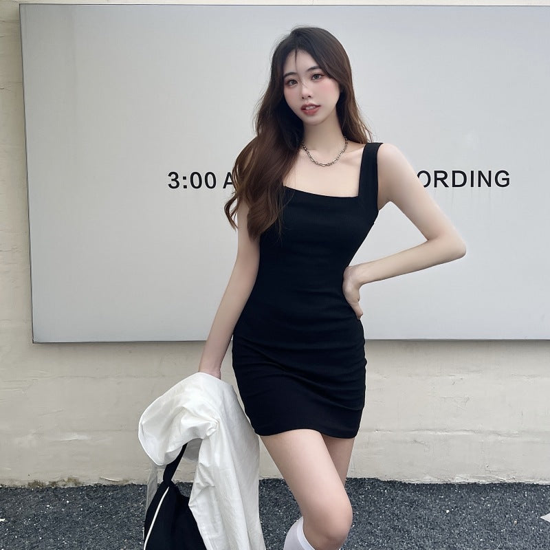 Femme Bodycon Mini Kjole med Square Udsnit og Ribbet Struktur Stilla