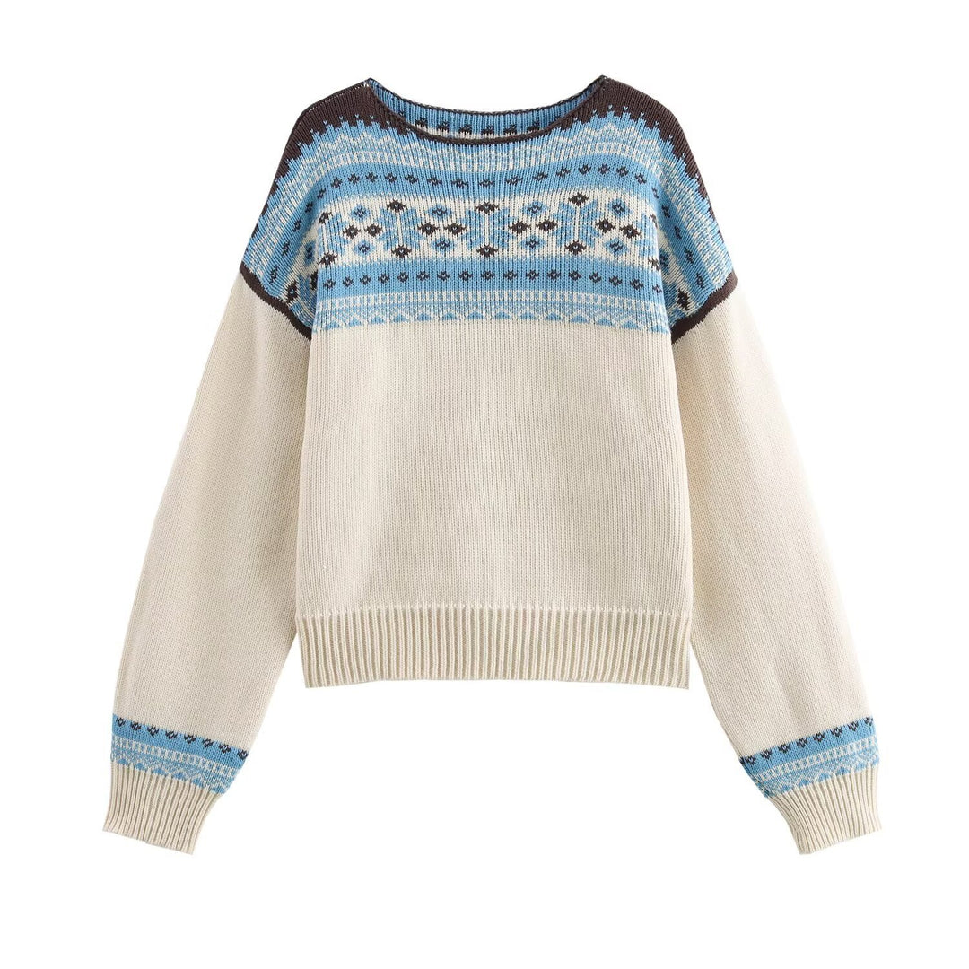 Femme Cozy Strikpullover med geometrisk mønster Stilla