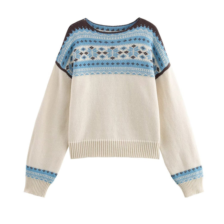 Femme Cozy Strikpullover med geometrisk mønster Stilla