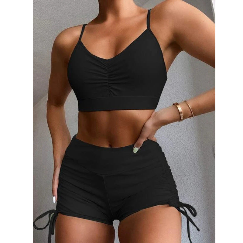 Femme Højskåret Bikini top og Shorts sæt med justerbare snore Stilla