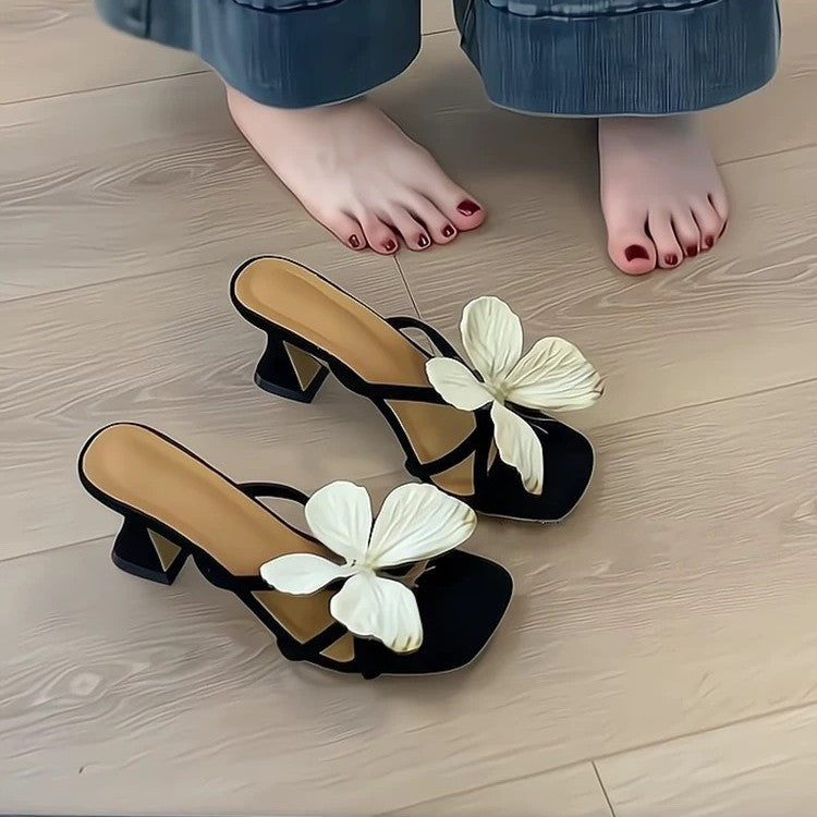 Dame sandaler med kunstnerisk sommerfugledesign og hæl Stilla