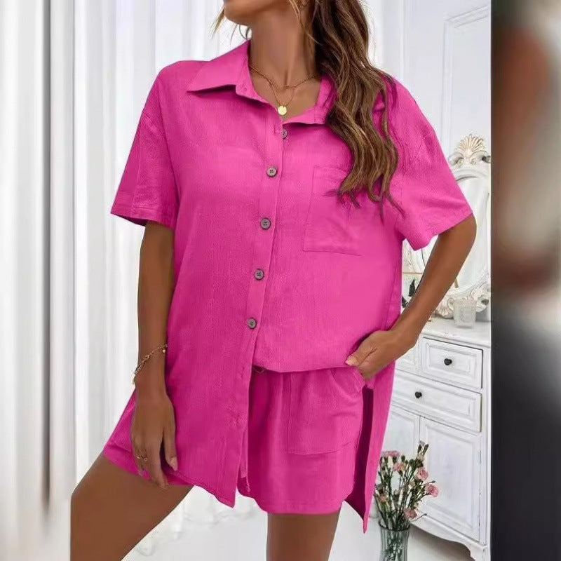Dame luftig To-delt Sæt med Skjorte Bluse og Shorts Stilla