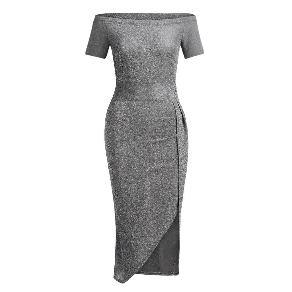 Stilla | Side Split Off Shoulder Skinnende Midi Kjole