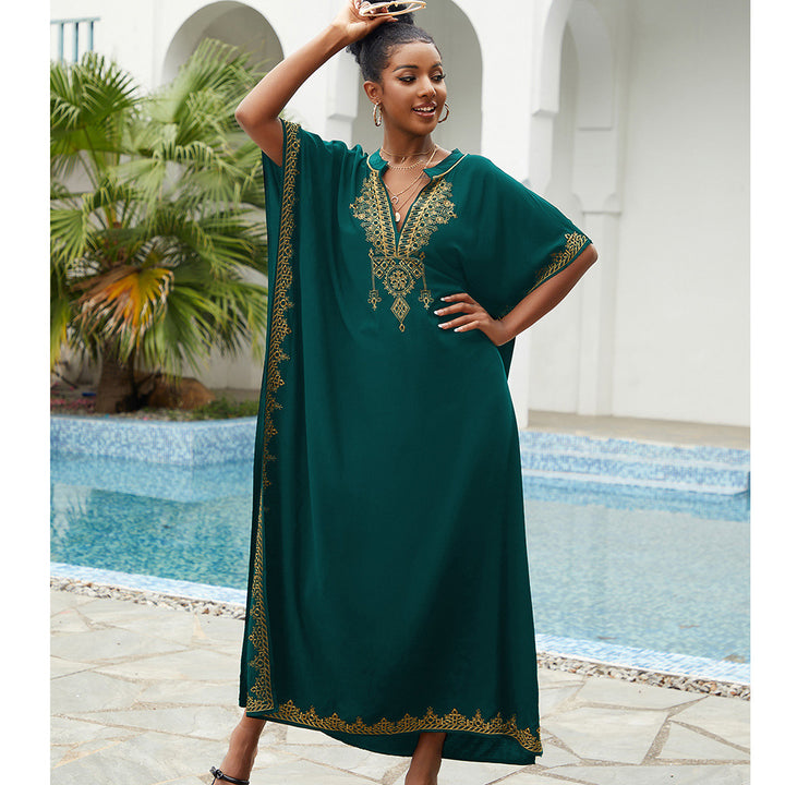 Dame elegant Kaftan-kjole med kunstneriske dekorationer og sidelængdesplit Stilla