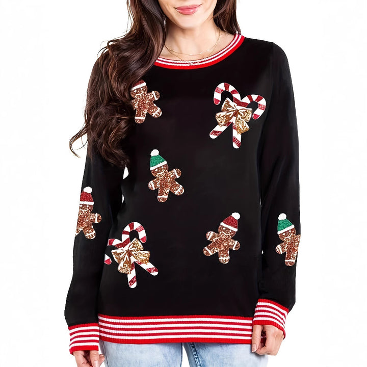 Dame Festlig Grafik Pullover Stilla