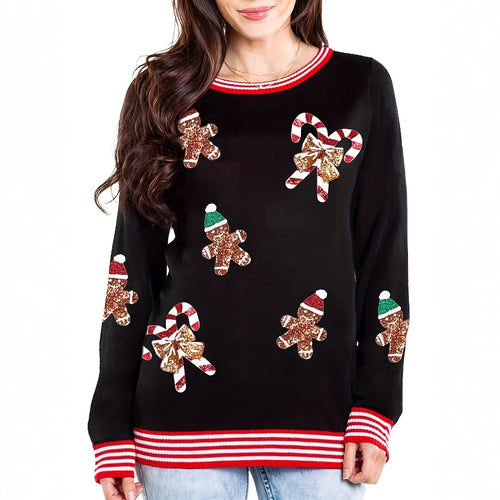 Dame Festlig Grafik Pullover Stilla