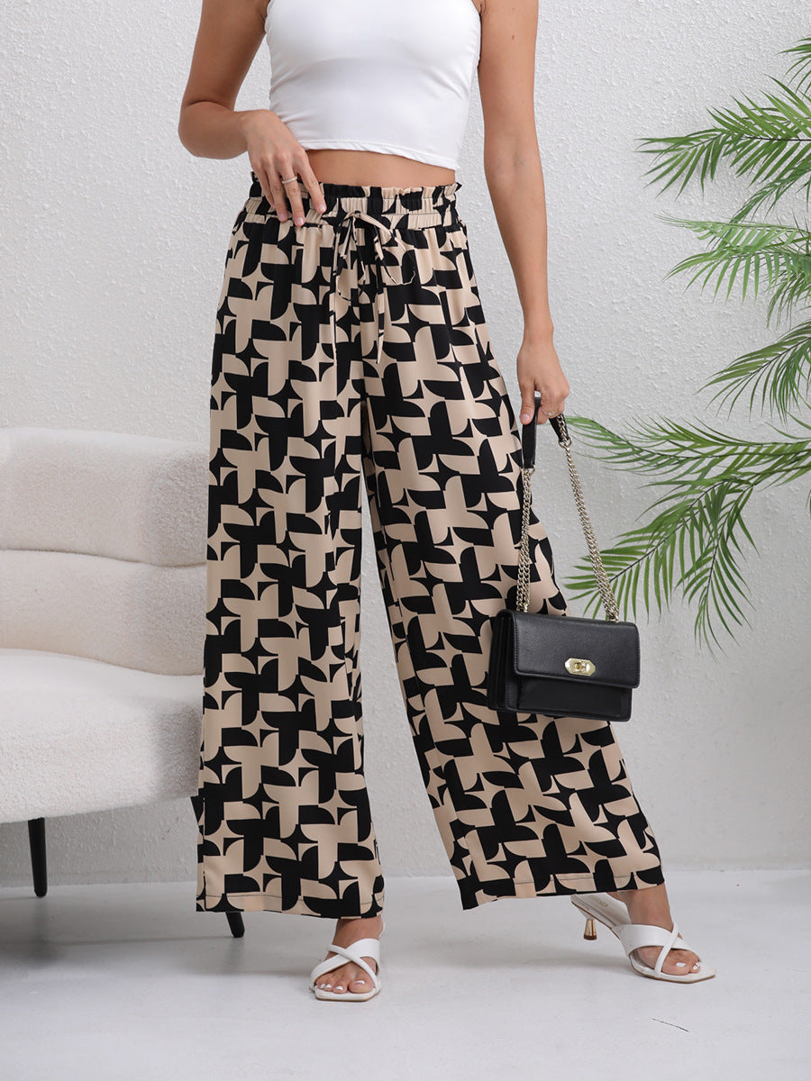 Dame løse chinos i geometrisk design Stilla