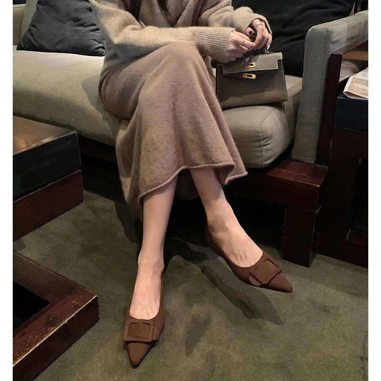 Dame Elegant Spids Tå Ballerina Flats med Sløjfedetalje Stilla