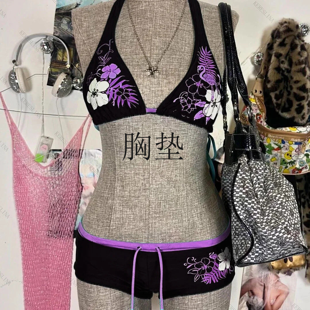 Dame-bikini-sæt med blomsterdesign og justerbare stropper Skovae