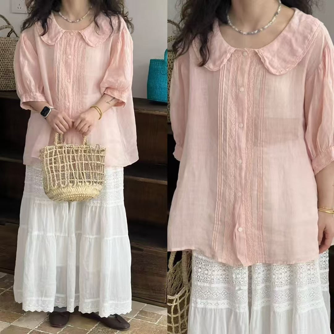 Femme Vintage Spidskrave Bluse Stilla