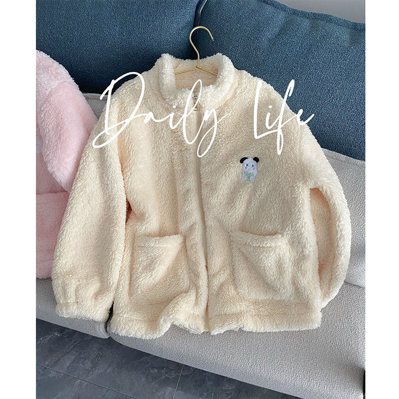 Dame Fleece-Pyjama-sæt med lynlås og hyggeligt materiale Stilla