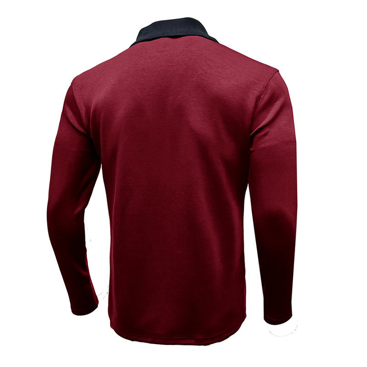 Herrer Sporty Langærmet Polo med Ståkrave og funktionel Lynlås Stilla