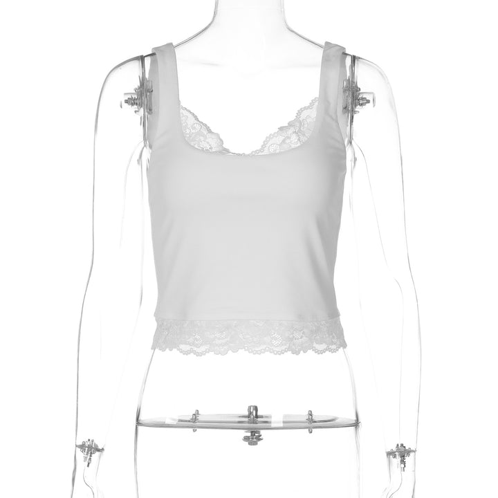 Dame blonde crop top med smalle stropper og elastisk underbuste bånd Skovae