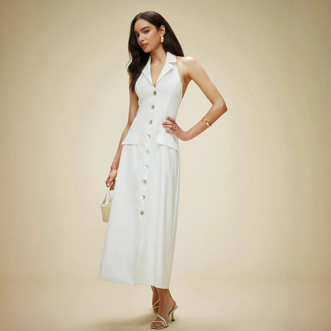 Dame maxikjole i elegant blazer-stil Stilla