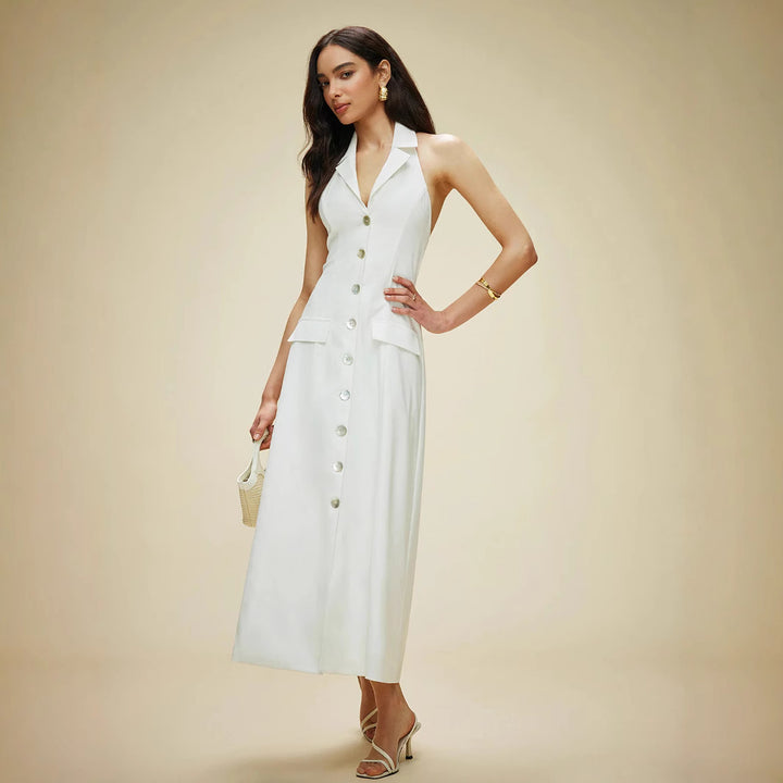 Dame maxikjole i elegant blazer-stil Stilla