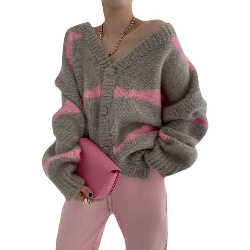 Femme Cozy Oversized Strikcardigan Stilla