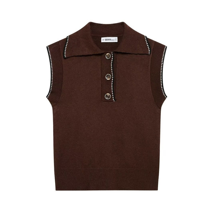 Femme Sleek ærmeløst strik-polo-sweater Stilla