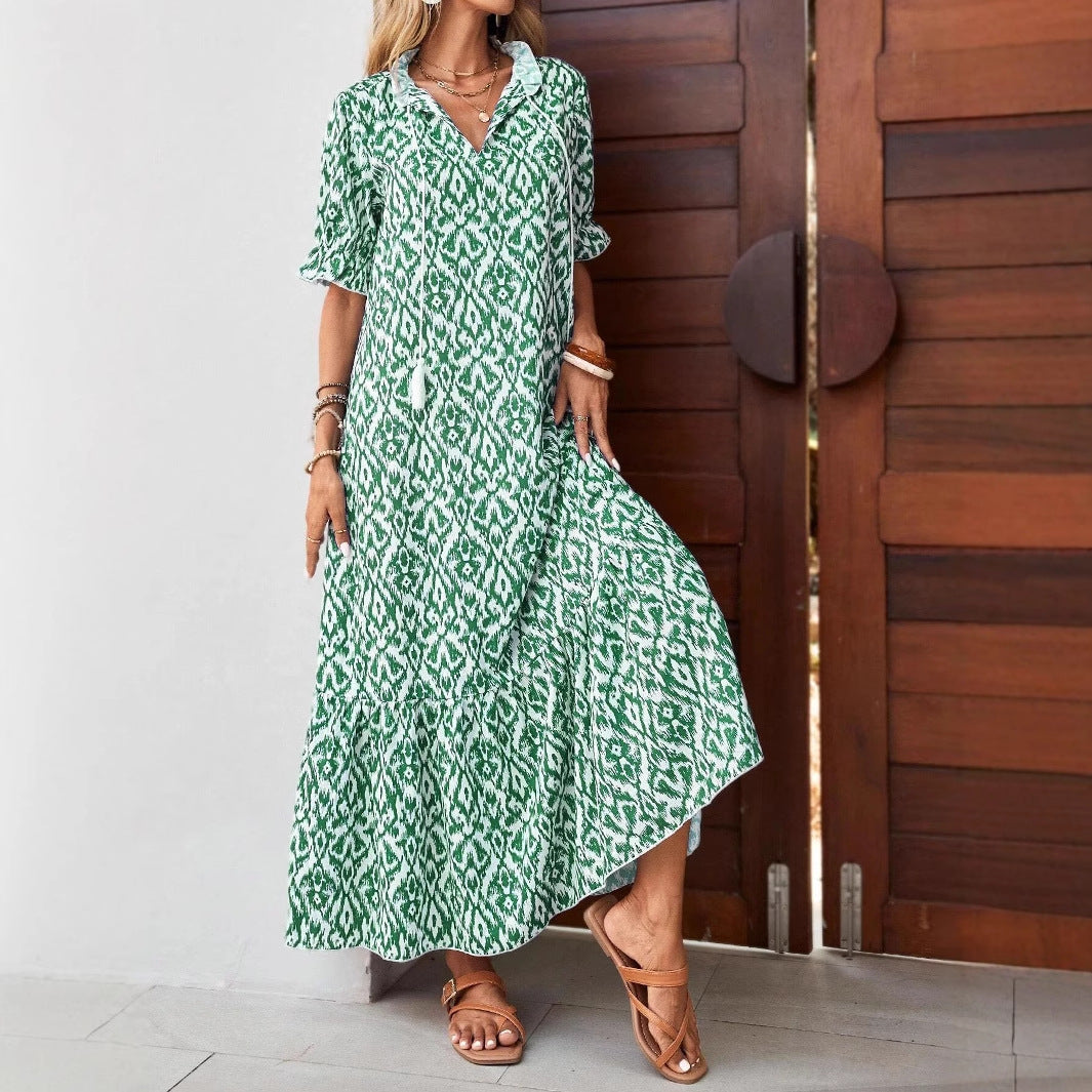 Dame Bohemian Maxi Kjole med lagdelt kant Stilla