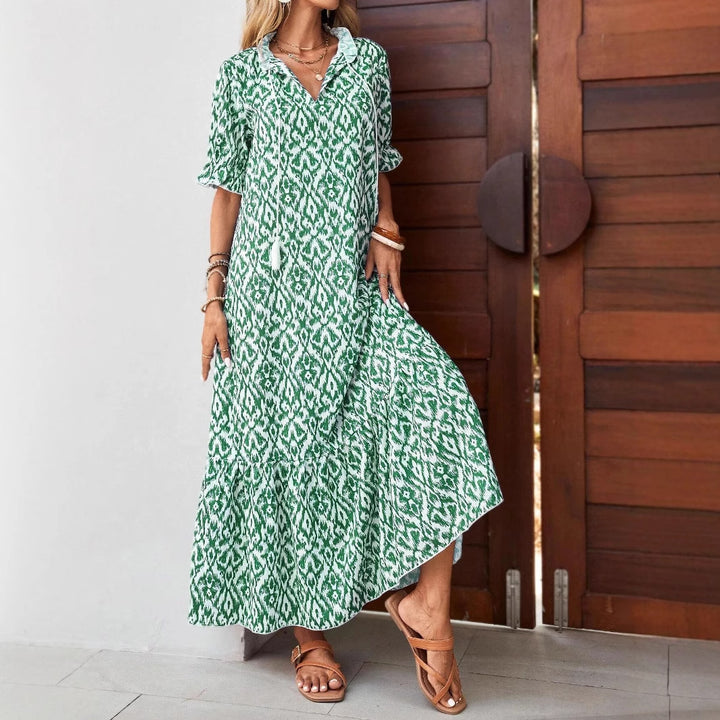 Dame Bohemian Maxi Kjole med lagdelt kant Stilla