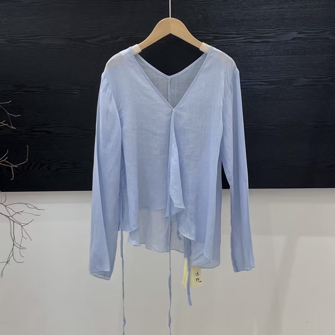 Femme Loose-Fit Laget V-Udskæring Bluse Stilla