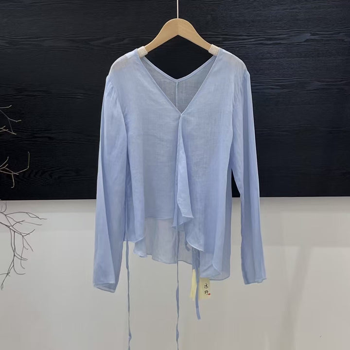 Femme Loose-Fit Laget V-Udskæring Bluse Stilla