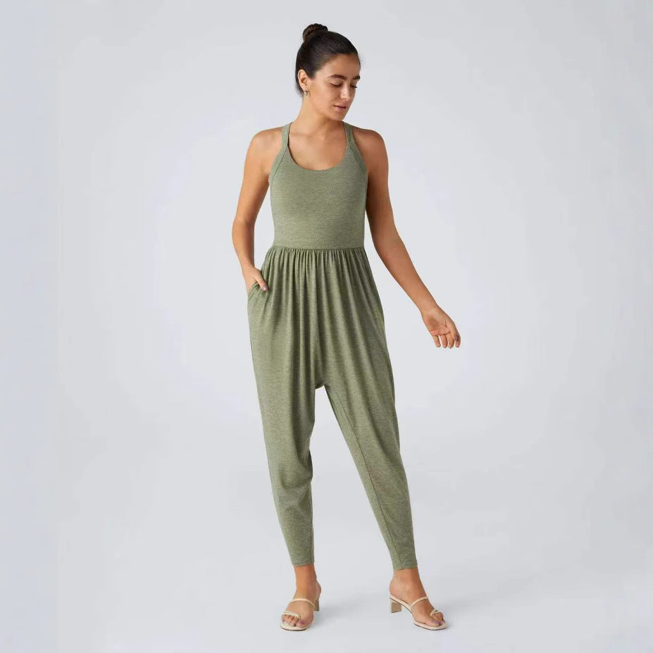 Dame livlig jumpsuit med lommer og bred pasform Stilla