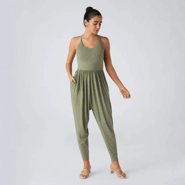 Dame livlig jumpsuit med lommer og bred pasform Stilla