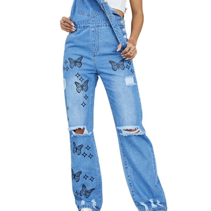 Dame overalls med fashionable sommerfuglemønstre og afslappet snit Stilla