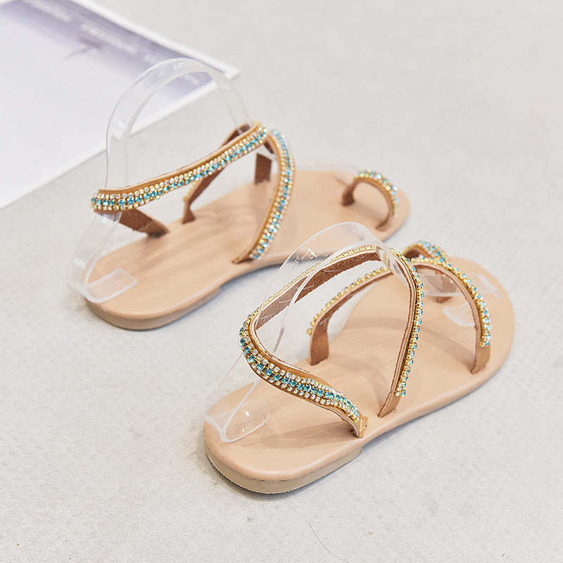 Dame elegante sandaler med krystaldekorationer og gennemsigtig overflade Stilla