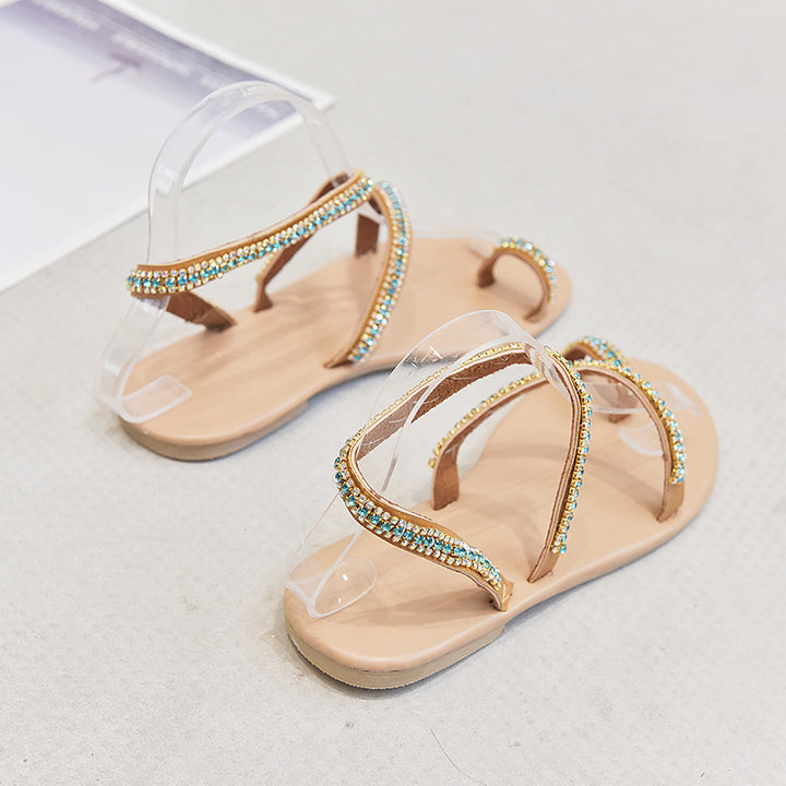 Dame elegante sandaler med krystaldekorationer og gennemsigtig overflade Stilla