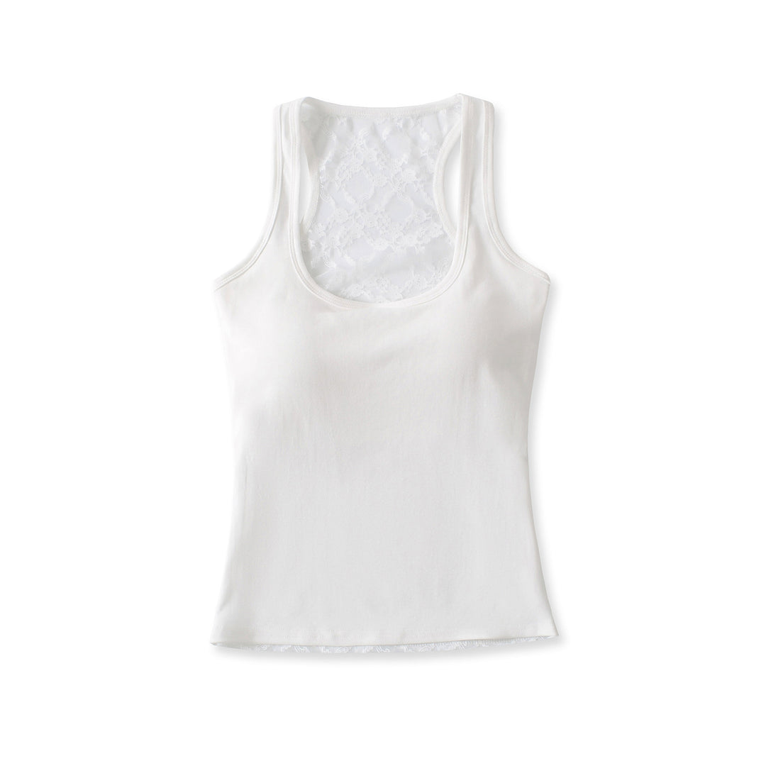 Dame Tanktop med elegant spidselement Stilla