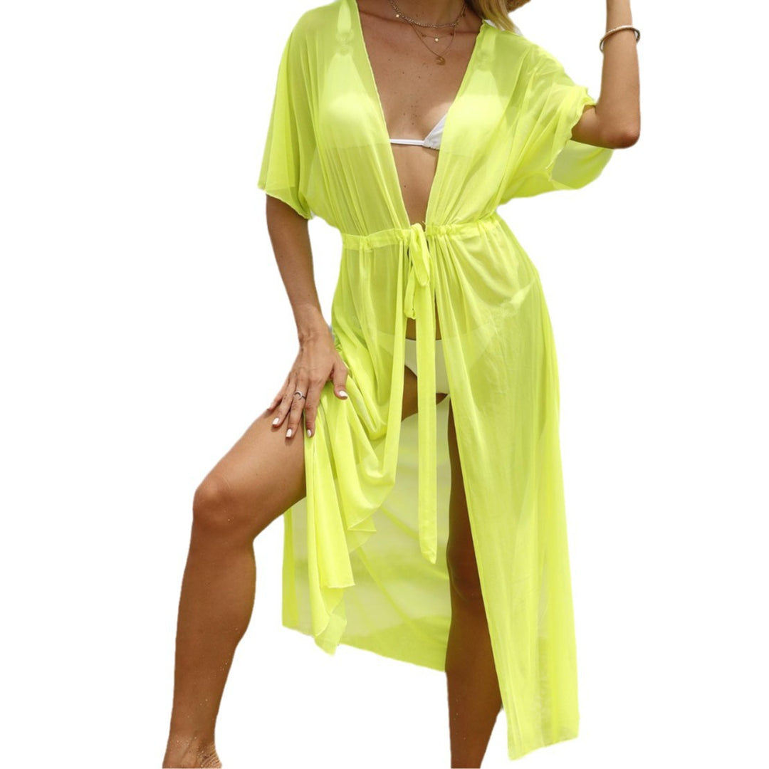Dame Strandkimono med bindebar frontlukning og flydende cut Stilla