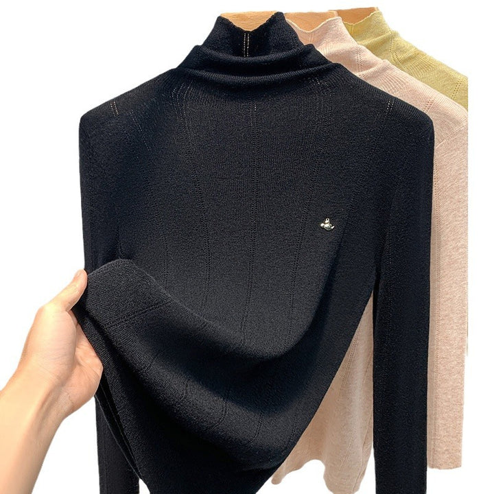 Dame rullekrave sweater i fint stof med elegant ribstruktur Stilla
