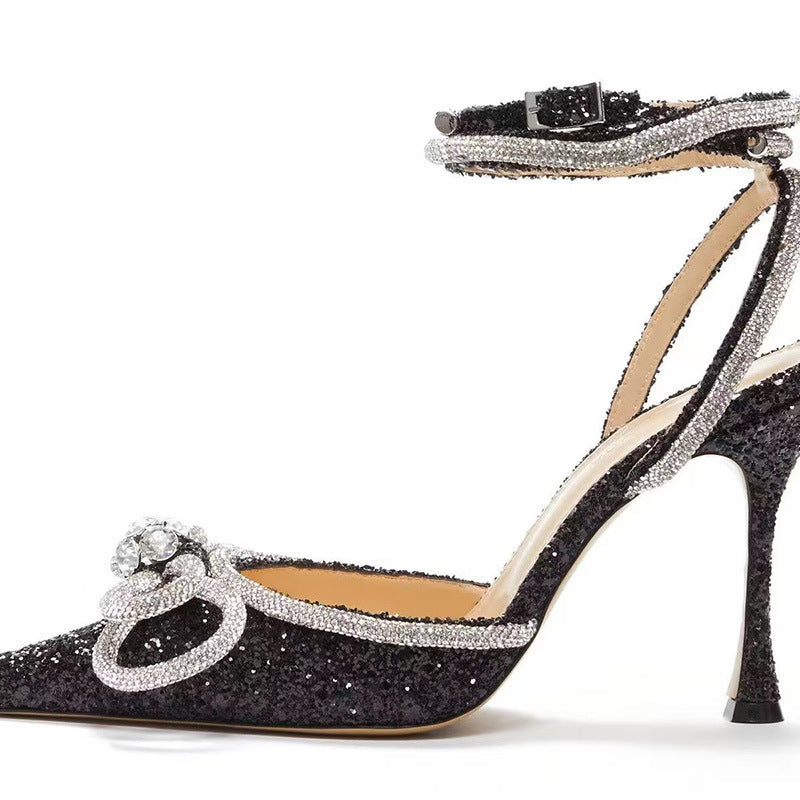 Dame elegante højhælede ankel-rem-pumps med sløjfe-detail Stilla
