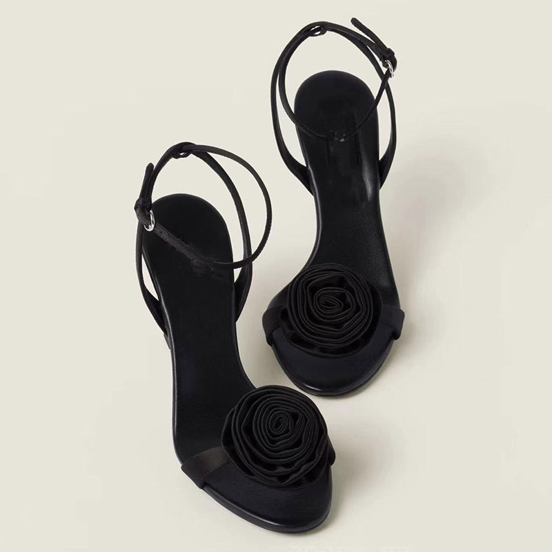 Femme Strappy Floral-Pyntede Højhælede Sandaler Stilla