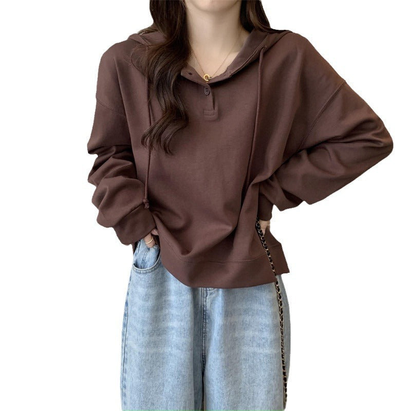 Femme Behagelig Hætte-Button-Up Sweatshirt Stilla