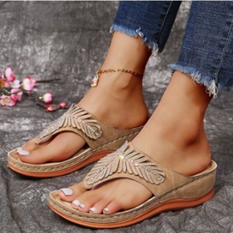 Dame Elegante Pyntede Flip-Flop Sandaler Stilla