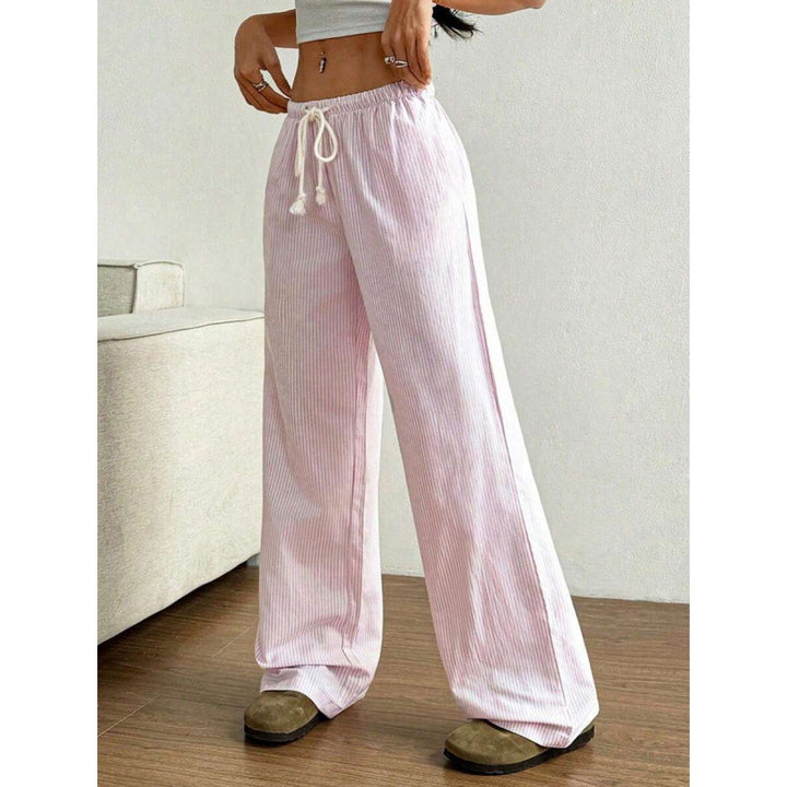Dame bred stribebukser i afslappet look med elastisk talje Stilla
