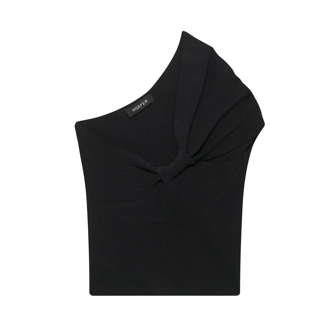 Femme Asymmetrisk Sløjfedetalje-Top Stilla