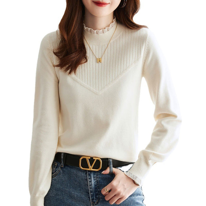 Dame elegant strikpullover med flæser Stilla