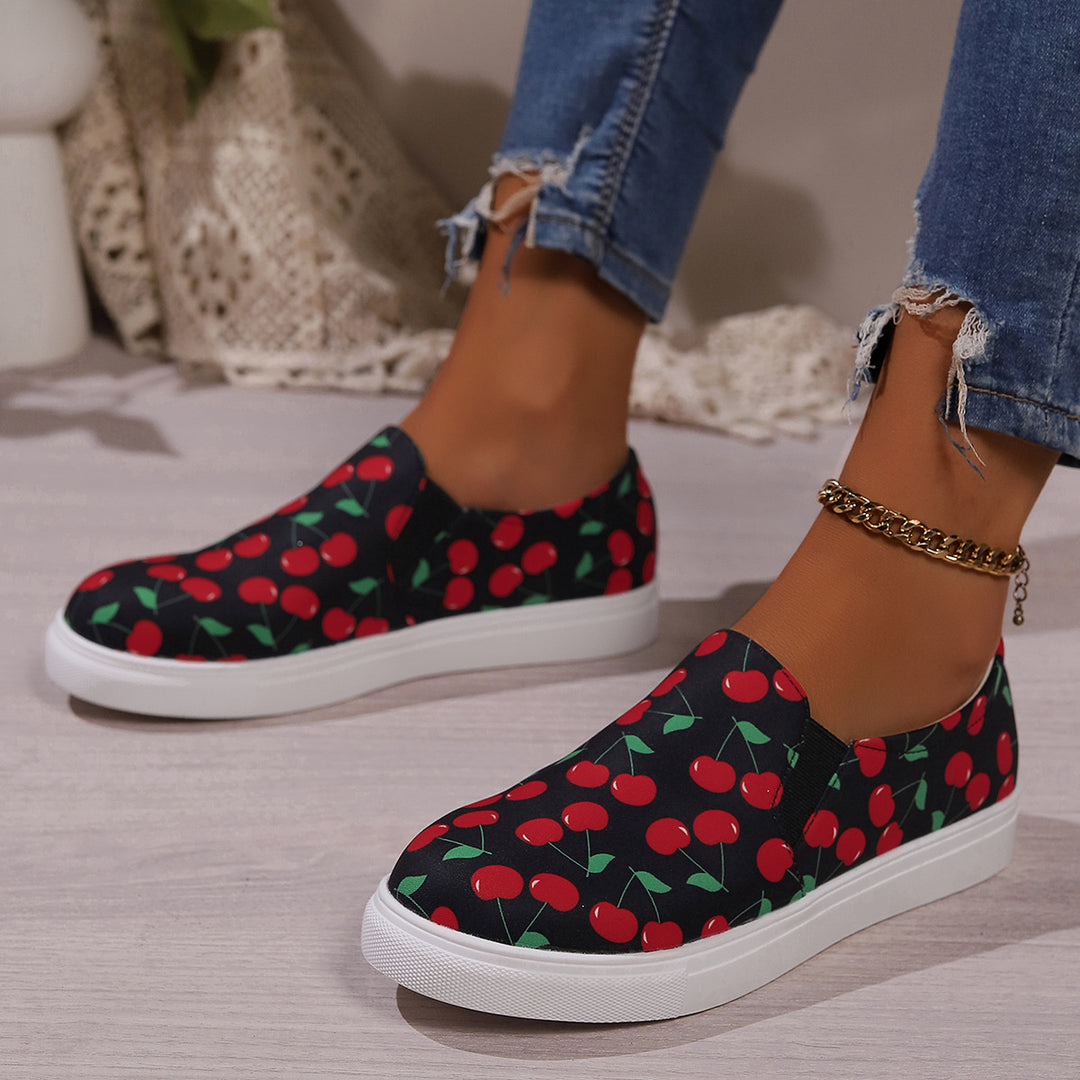 Dame Slip-On Sneakers med frugtigt design og elastiske indsatser Stilla