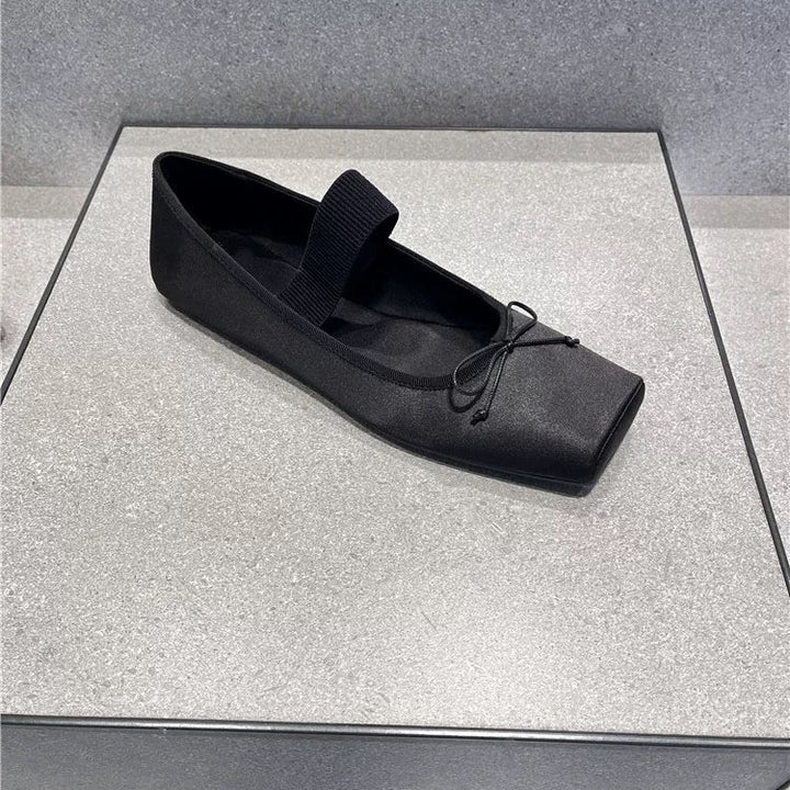 Kvinder elegante balletflade sko med firkantet tåform og strækrem Stilla
