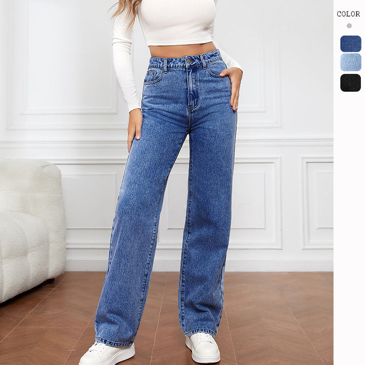 Damejeans med høj talje og brede ben Skovae