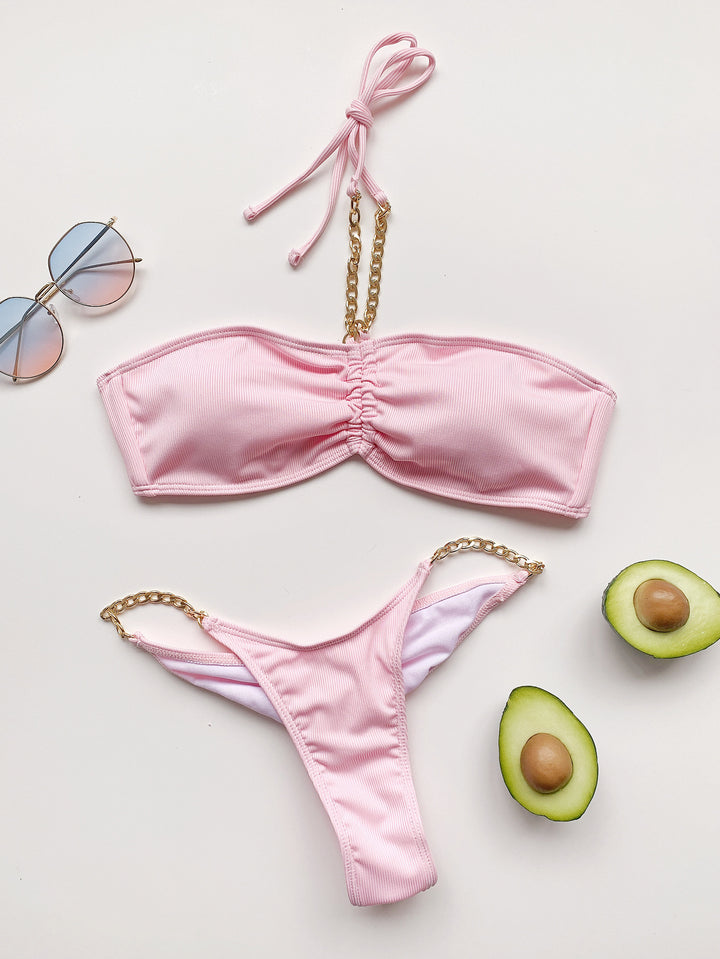 Dame bikini-sæt uden stropper med kæde-detalje Stilla