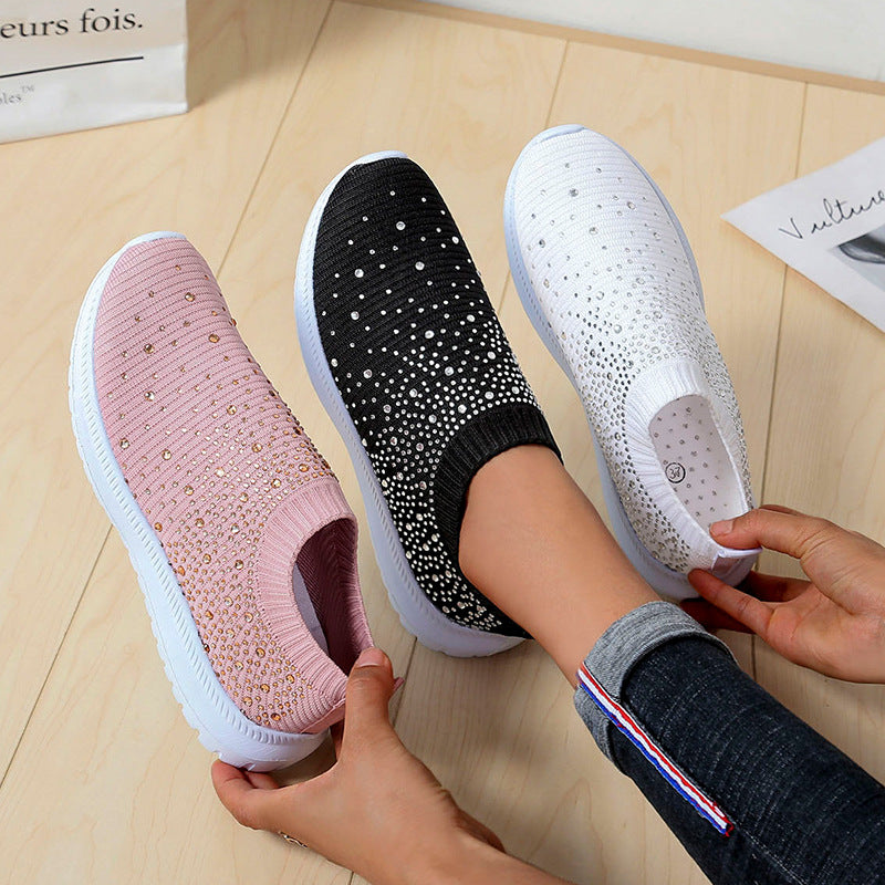 Dame Sneakers med glimmersten og elastisk slip-on design Stilla