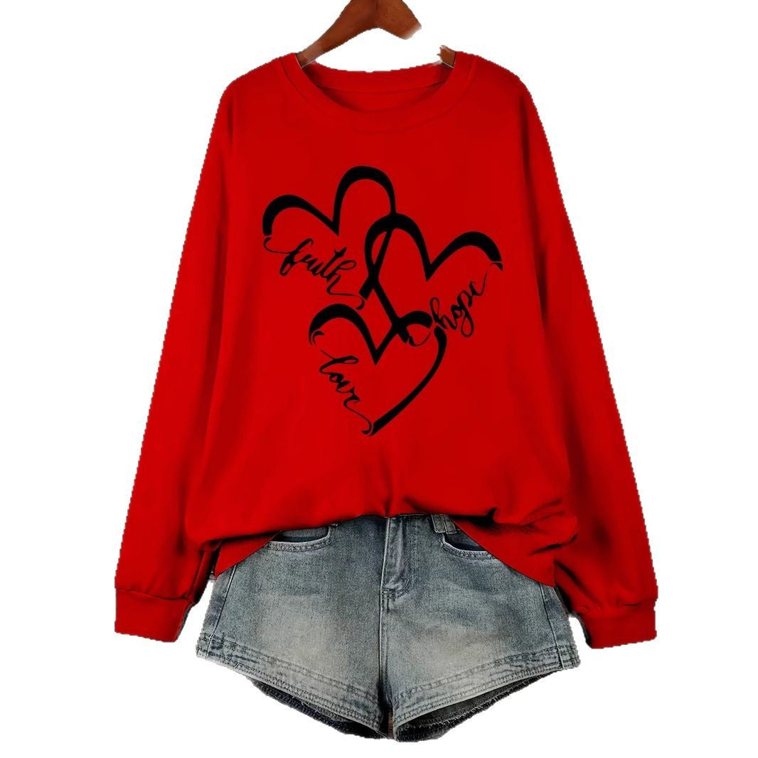 Kvindernes sweatshirt med romantisk hjertemotiv og inspirerende print Stilla
